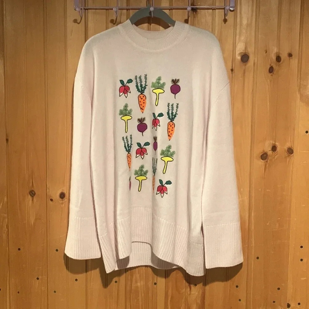 KERRI ROSENTHAL good roots vegetable cashmere sweater rare size small